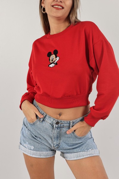 Kırmızı Nakışlı İki İp Sweat 132761