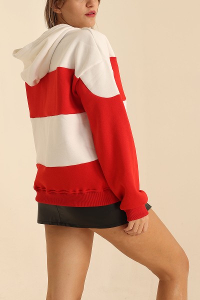 Kırmızı Nakışlı Şardonlu Owersize Sweat 216700