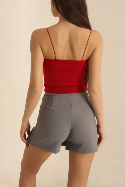 Kırmızı Önü Çift Katlı Sandy Üst 243376