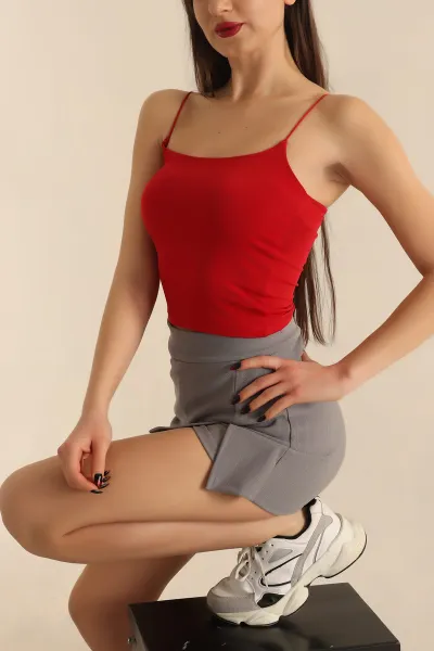 Kırmızı Önü Çift Katlı Sandy Üst 243376