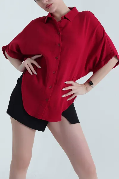 kirmizi-oval-kesim-oversize-muslin-keten-kadin-gomlek-447000