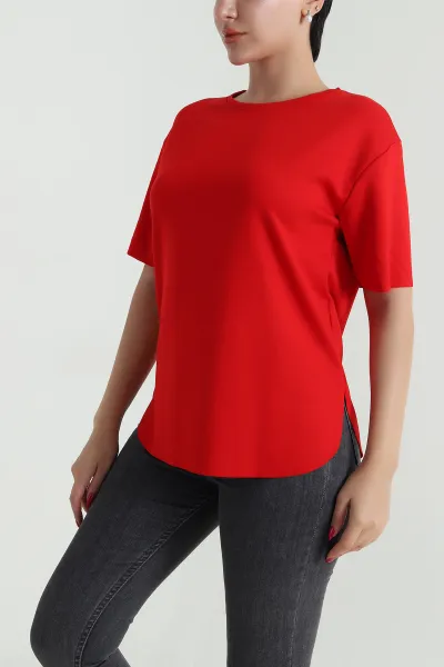 Kırmızı Oval Kesim Oysho Kadın Tişört 474965