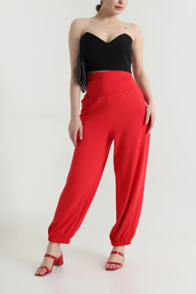 Kırmızı Paça Lastikli Oysho Kadın Pantolon 465324
