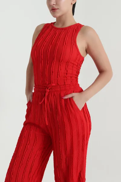 Kırmızı Pantolon Bluz Kadın İkili Takım 473960