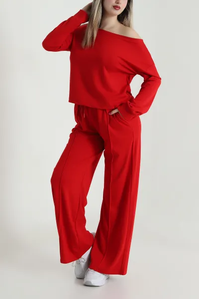 Kırmızı Pantolon Bluz Modal Kadın İkili Takım 491815