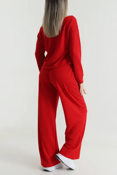 Kırmızı Pantolon Bluz Modal Kadın İkili Takım 491815