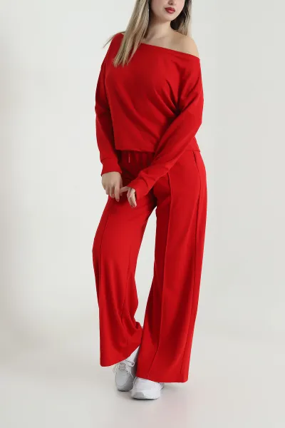 Kırmızı Pantolon Bluz Modal Kadın İkili Takım 491815