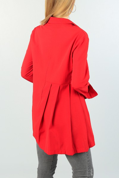 Kırmızı Pile Tasarım Poplin Gömlek Tunik 66609