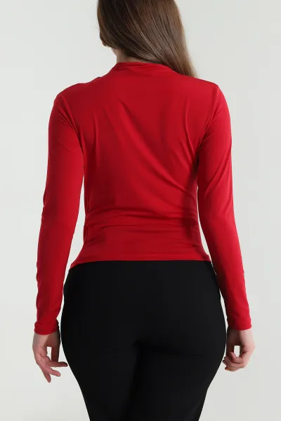 Kırmızı Pileli Kadın Sandy Bluz 494820