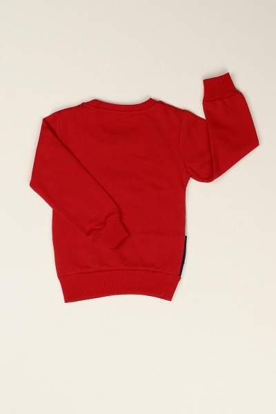 Kırmızı Pul İşlemeli Şardonlu Kız Çocuk Sweat 77532