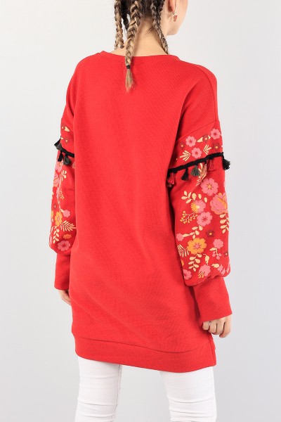Kırmızı Püsküllü Selanik Triko Tunik 88553