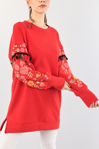 Kırmızı Püsküllü Selanik Triko Tunik 88553