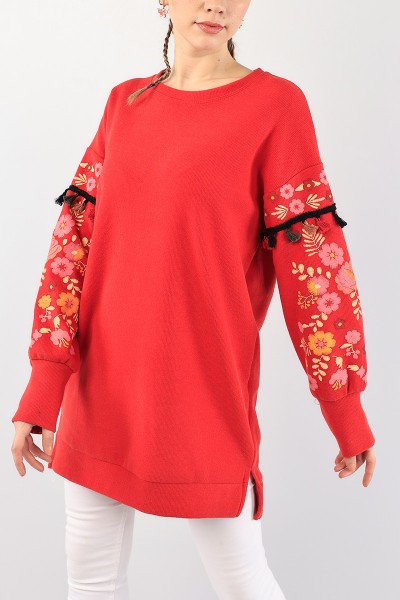 Kırmızı Püsküllü Selanik Triko Tunik 88553