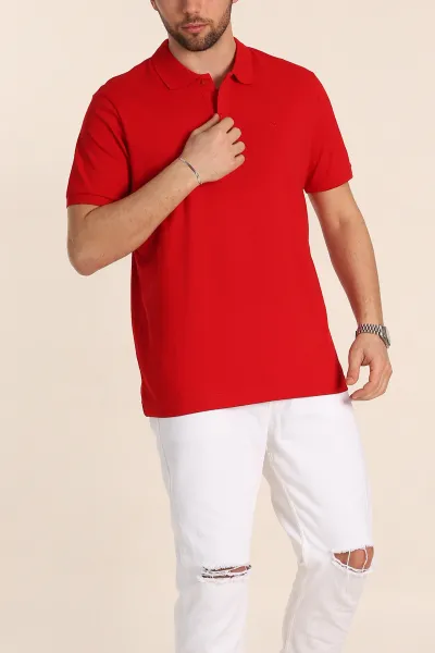 Kırmızı Regular Fit Basic Polo Yaka Erkek Tişört 342464