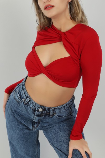 Kırmızı Sandy Kumaş Bluz 145976