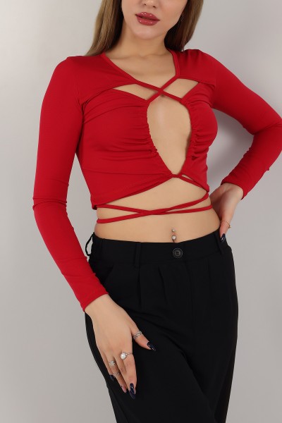 Kırmızı Sandy Kumaş Bluz 157932