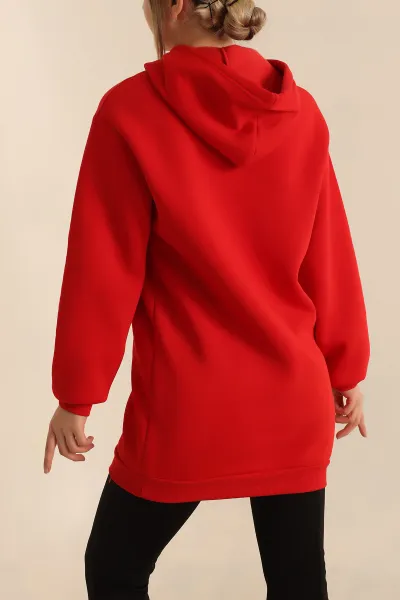 Kırmızı Şardonlu Baskılı Sweat Tunik 228103