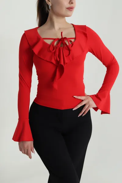 Kırmızı Scuba Kadın Bluz 488388