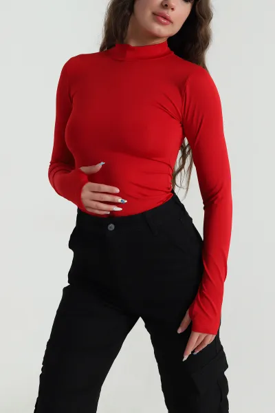 Kırmızı Scuba Kadın Zıbın Bluz 484367