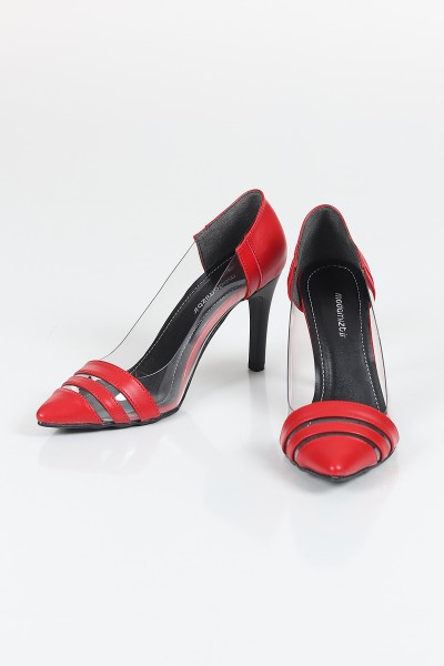 Kırmızı Şeffaf Tasarım Kadın Stiletto 111323