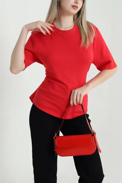 Kırmızı Sırt Bağcıklı Modal Kadın Tişört 468125