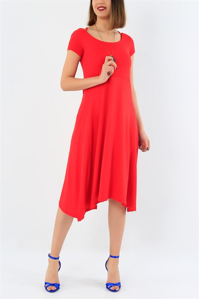 Kırmızı Sırt Detay Elbise 30682