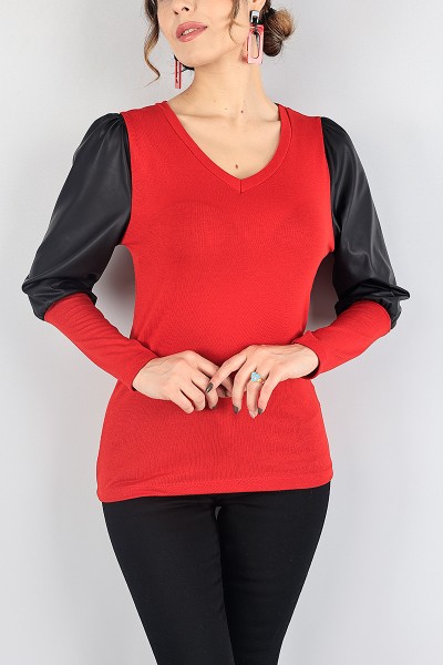 kirmizi-sivama-deri-kol-bluz-87955