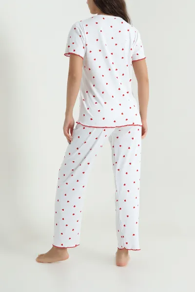 Kırmızı Sleepy Fiyonklu Kadın Pijama Takımı 466343