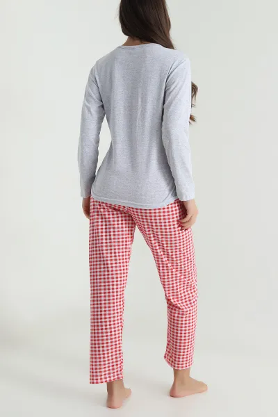 Kırmızı Süprem Uzun Kol Kadın Pijama Takımı 493631