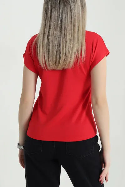 Kırmızı Taş Tasarımlı Yeni Sezon Kadın Bluz 471413