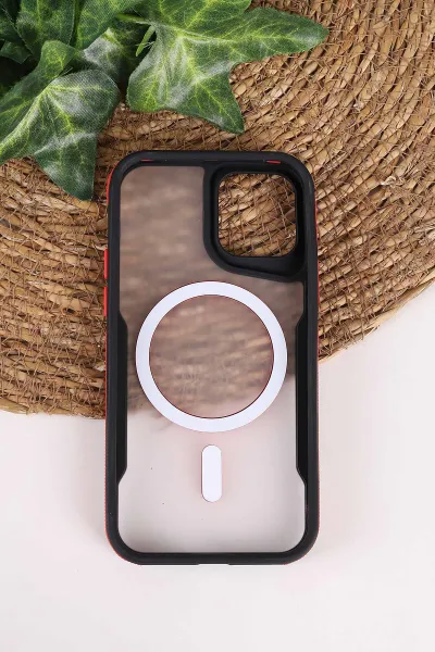 Kırmızı TeknoCase İphone 12 Uyumlu Matte Guard Serisi Lens Korumalı Silikon Telefon Kılıfı 472440
