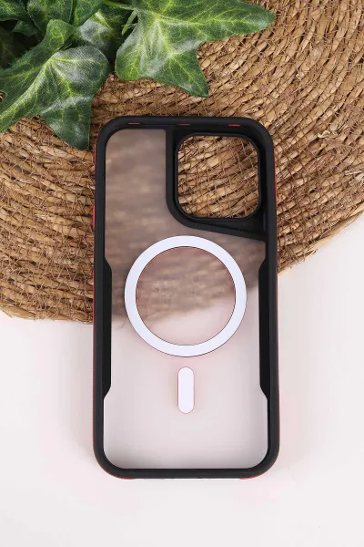 Kırmızı TeknoCase İphone 14 Pro Max Uyumlu Matte Guard Serisi Lens Korumalı Silikon Telefon Kılıfı 472465