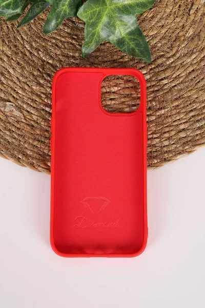 Kırmızı TeknoCase İPhone 14 Uyumlu Perfect Diamond Case Serisi Taşlı Lens Hediyeli Sert Silikon Telefon Kılıfı 480780