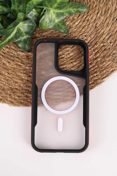 Kırmızı TeknoCase İphone 15 Pro Max Uyumlu Matte Guard Serisi Lens Korumalı Silikon Telefon Kılıfı 472459