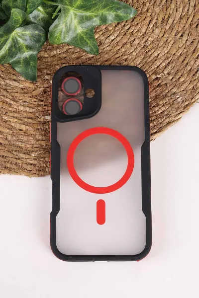 Kırmızı TeknoCase İphone 16 Plus Uyumlu Matte Guard Serisi Lens Korumalı Silikon Telefon Kılıfı 472482