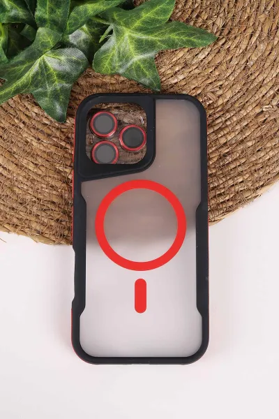 Kırmızı TeknoCase İphone 16 Pro Max Uyumlu Matte Guard Serisi Lens Korumalı Silikon Telefon Kılıfı 472487