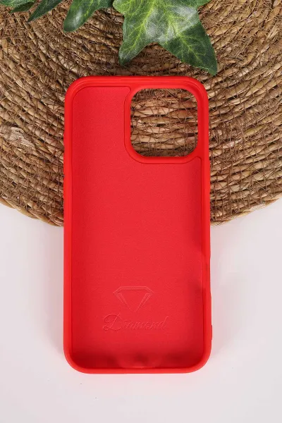 Kırmızı TeknoCase İPhone 16 Pro Max Uyumlu Perfect Diamond Case Serisi Taşlı Lens Hediyeli Sert Silikon Telefon Kılıfı 480847