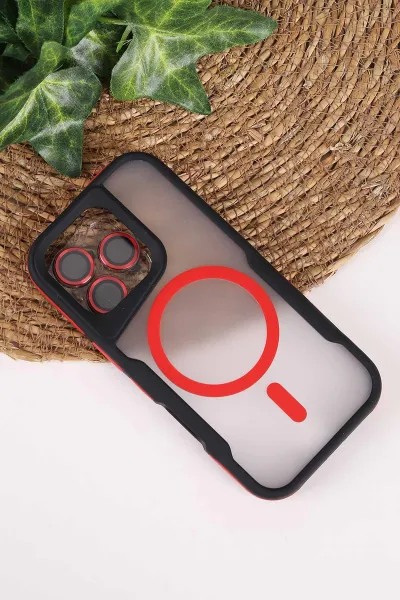 Kırmızı TeknoCase İphone 16 Pro Uyumlu Matte Guard Serisi Lens Korumalı Silikon Telefon Kılıfı 472476