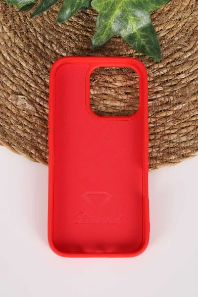 Kırmızı TeknoCase İPhone 16 Pro Uyumlu Perfect Diamond Case Serisi Taşlı Lens Hediyeli Sert Silikon Telefon Kılıfı 480837