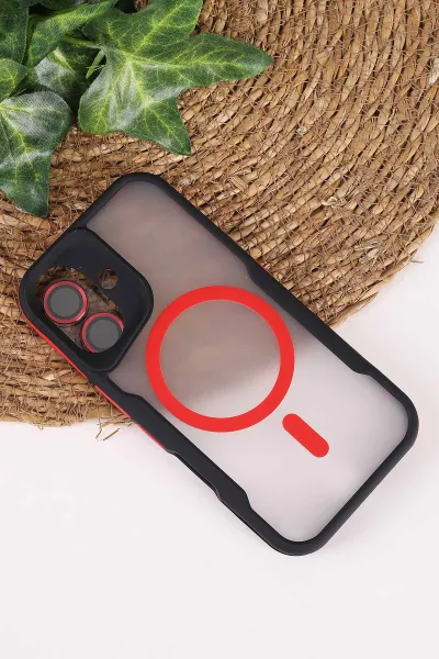Kırmızı TeknoCase İphone 16 Uyumlu Matte Guard Serisi Lens Korumalı Silikon Telefon Kılıfı 472470