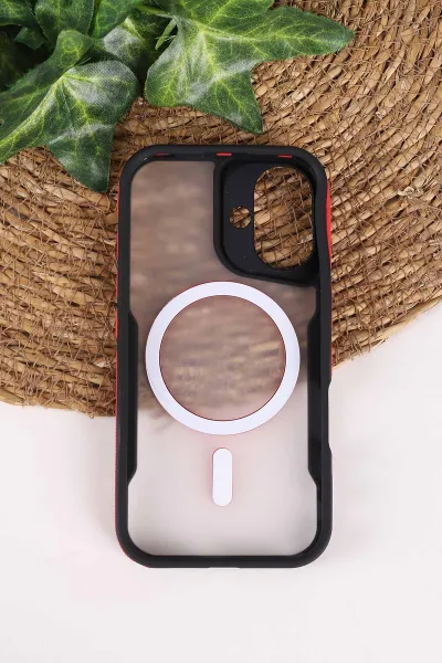 Kırmızı TeknoCase İphone 16 Uyumlu Matte Guard Serisi Lens Korumalı Silikon Telefon Kılıfı 472470