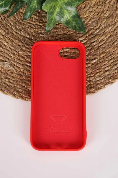 Kırmızı TeknoCase İPhone 16E & 17E Uyumlu Perfect Diamond Case Serisi Taşlı Lens Hediyeli Sert Silikon Telefon Kılıfı 480890