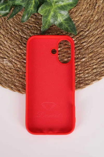 Kırmızı TeknoCase İPhone 17 Uyumlu Perfect Diamond Case Serisi Taşlı Lens Hediyeli Sert Silikon Telefon Kılıfı 480853