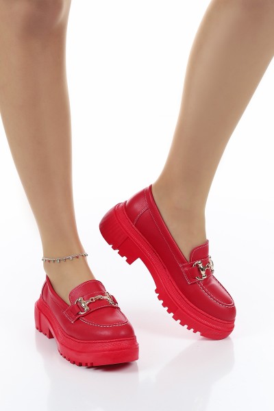 Kırmızı Tokalı Kalın Taban Loafer Ayakkabı 157365