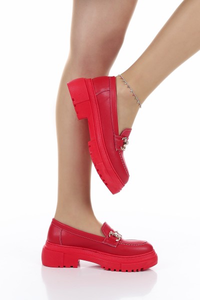 Kırmızı Tokalı Kalın Taban Loafer Ayakkabı 157365