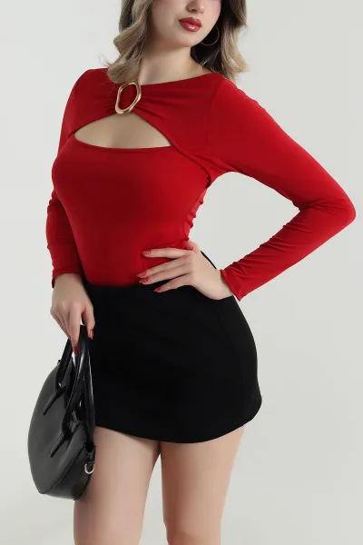 Kırmızı Tokalı Sandy Kadın Bluz 498142