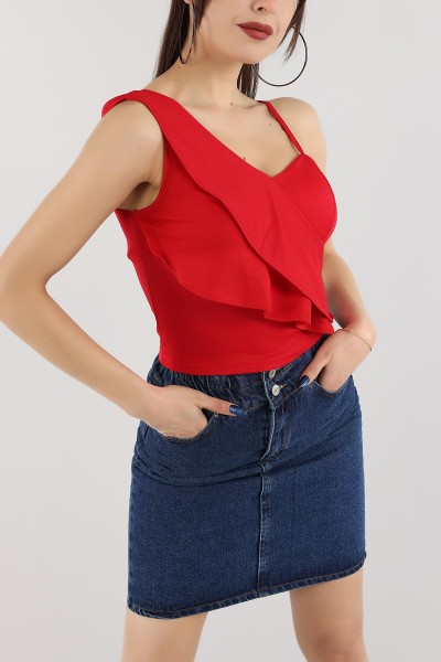 Kırmızı Volanlı Bluz 169274