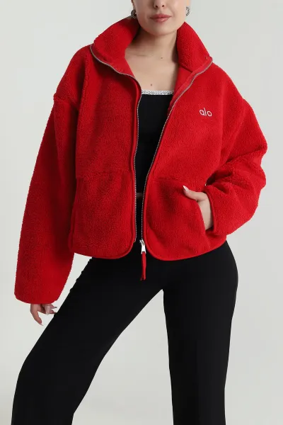 kirmizi-wellsoft-polar-kadin-ceket-mont-488535