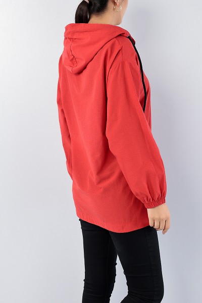 Kırmızı Yan Çıtçıtlı Fermuarlı Tunik 75115