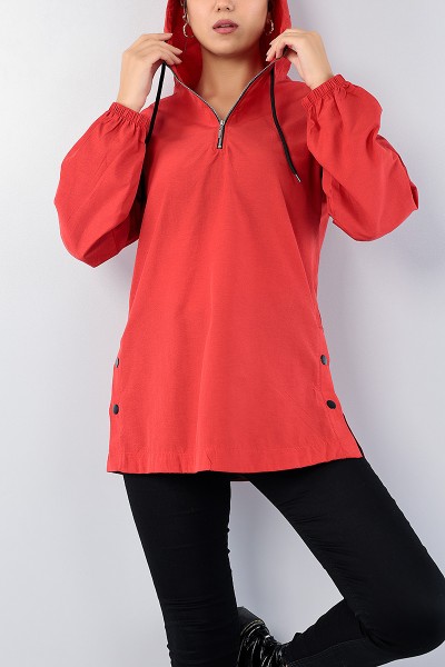 Kırmızı Yan Çıtçıtlı Fermuarlı Tunik 75115